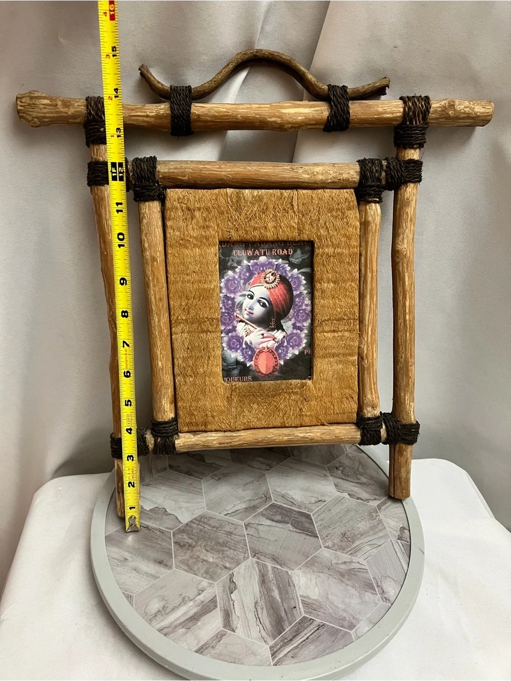 Rustic Bamboo Twig Photo Frame 3x4 Hindu Krishna Uluwatu Road Boho Wall Decor